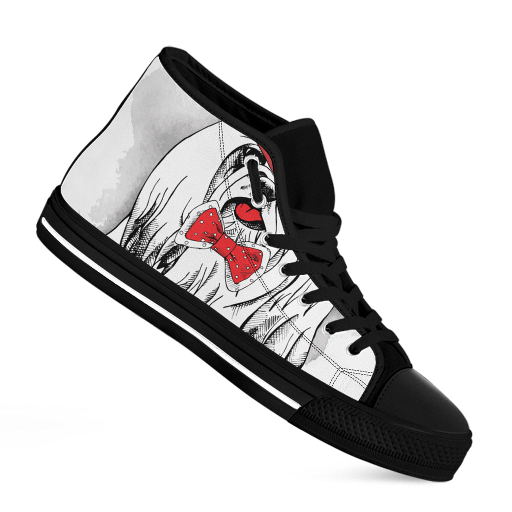 Red Cap Yorkshire Terrier Print Black High Top Shoes