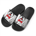 Red Cap Yorkshire Terrier Print Black Slide Sandals