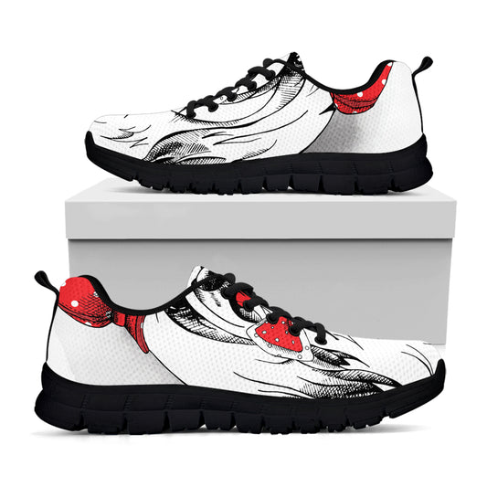 Red Cap Yorkshire Terrier Print Black Sneakers