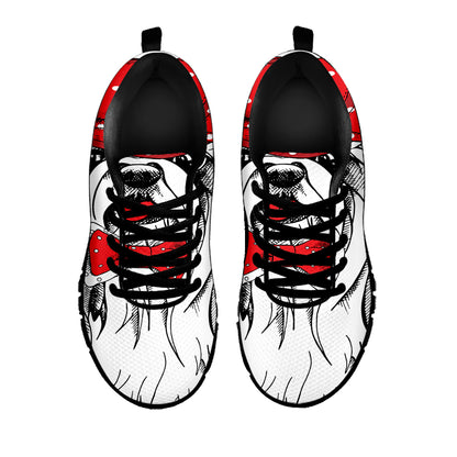 Red Cap Yorkshire Terrier Print Black Sneakers