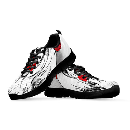 Red Cap Yorkshire Terrier Print Black Sneakers