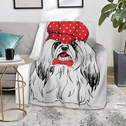 Red Cap Yorkshire Terrier Print Blanket
