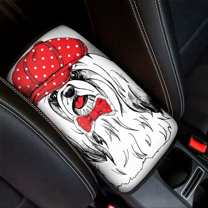 Red Cap Yorkshire Terrier Print Car Center Console Cover