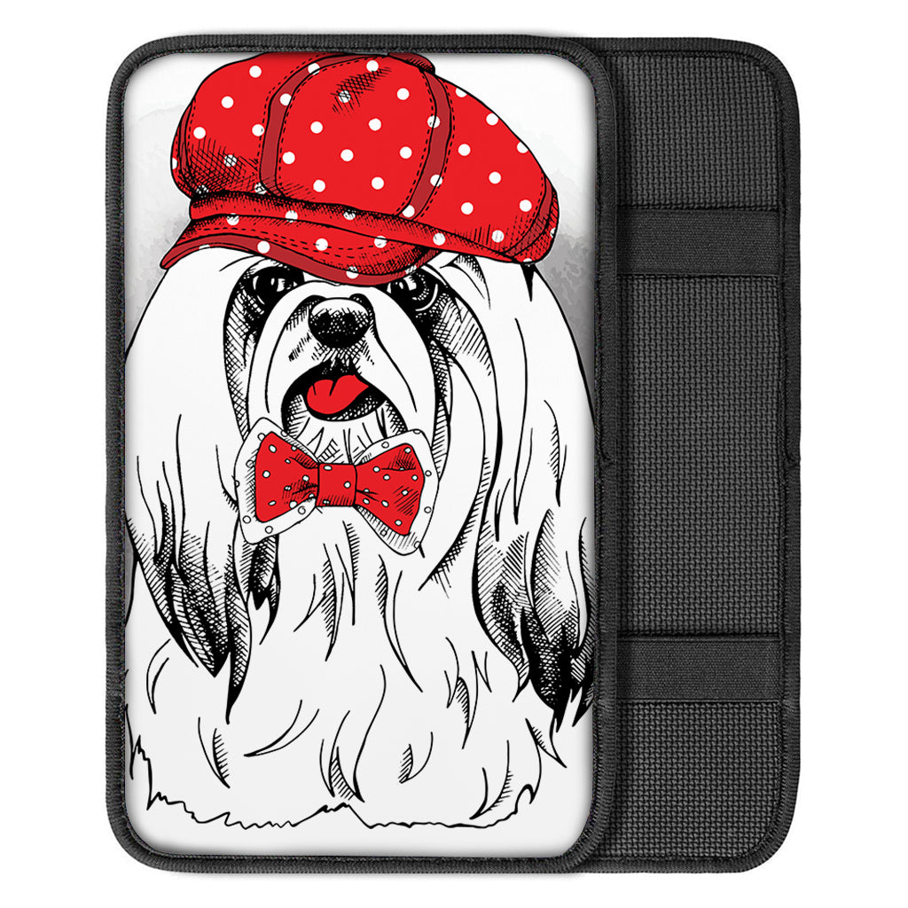 Red Cap Yorkshire Terrier Print Car Center Console Cover
