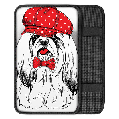 Red Cap Yorkshire Terrier Print Car Center Console Cover