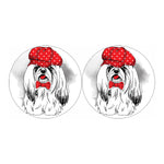 Red Cap Yorkshire Terrier Print Car Coasters