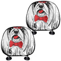 Red Cap Yorkshire Terrier Print Car Headrest Covers