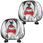 Red Cap Yorkshire Terrier Print Car Headrest Covers