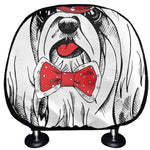 Red Cap Yorkshire Terrier Print Car Headrest Covers