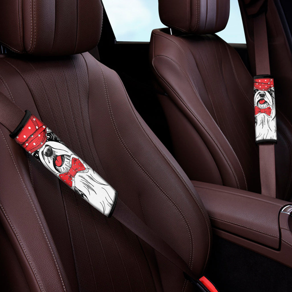 Red Cap Yorkshire Terrier Print Car Seat Belt Covers