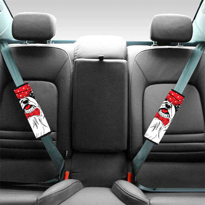Red Cap Yorkshire Terrier Print Car Seat Belt Covers