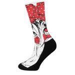 Red Cap Yorkshire Terrier Print Crew Socks
