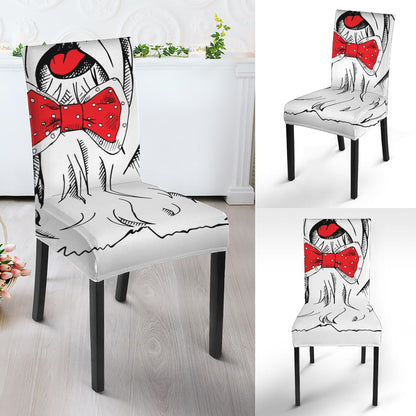 Red Cap Yorkshire Terrier Print Dining Chair Slipcover
