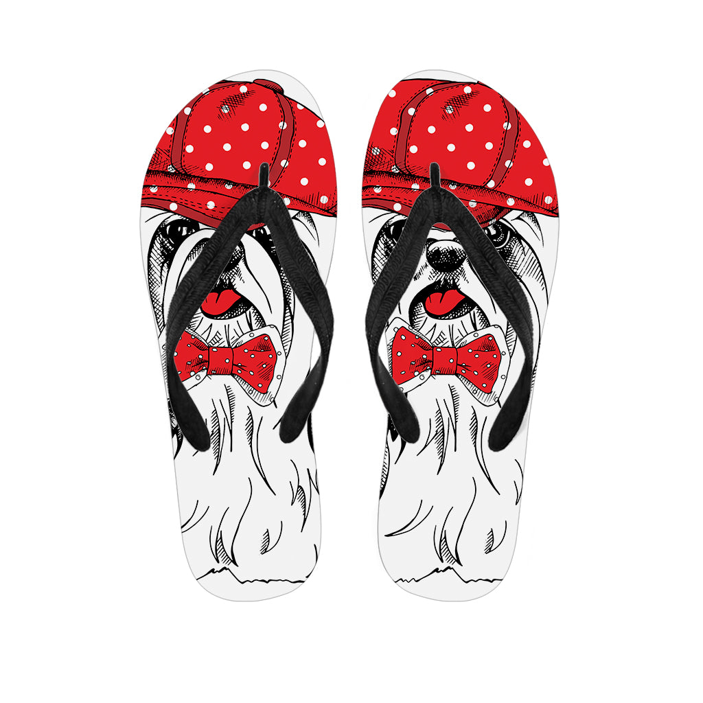 Red Cap Yorkshire Terrier Print Flip Flops