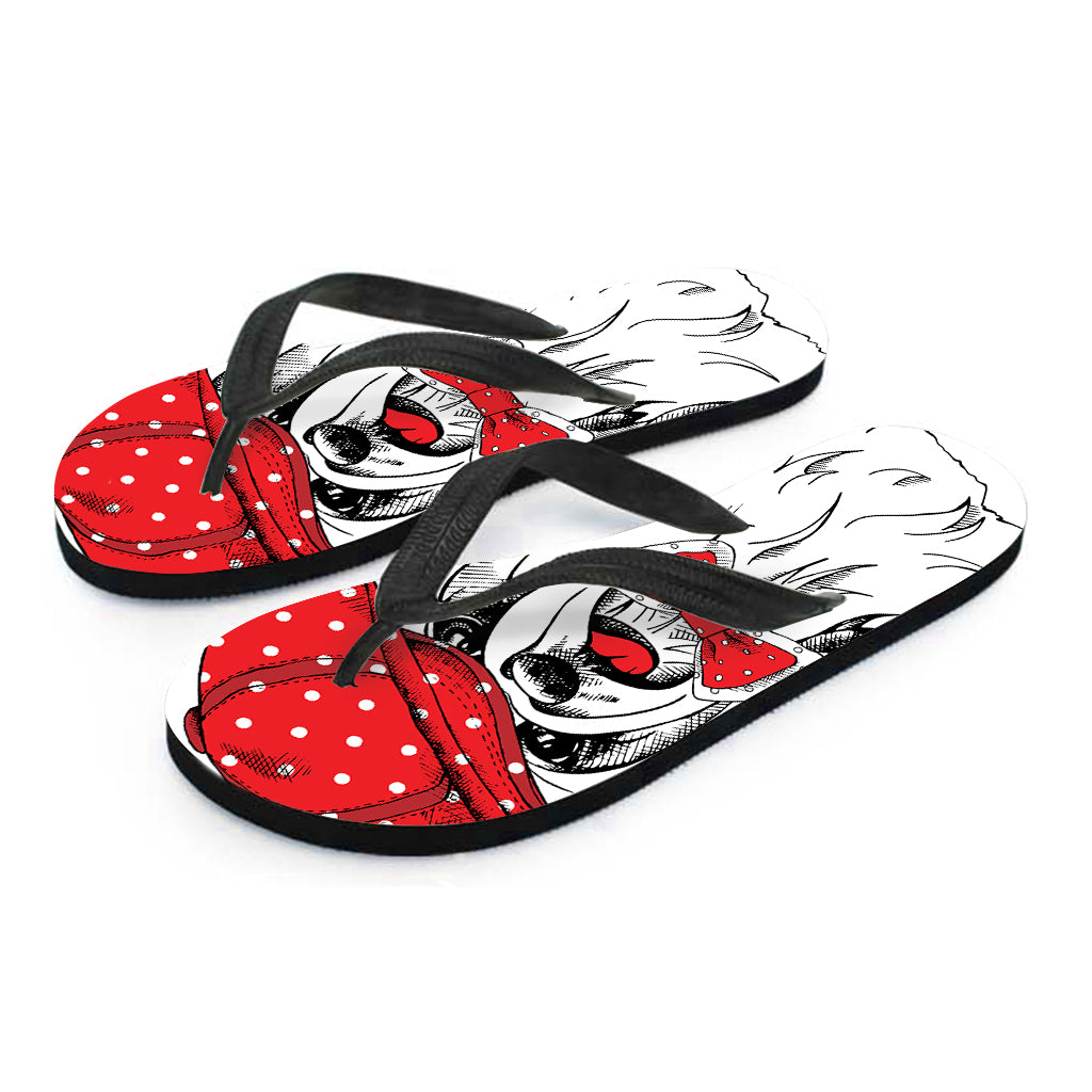 Red Cap Yorkshire Terrier Print Flip Flops
