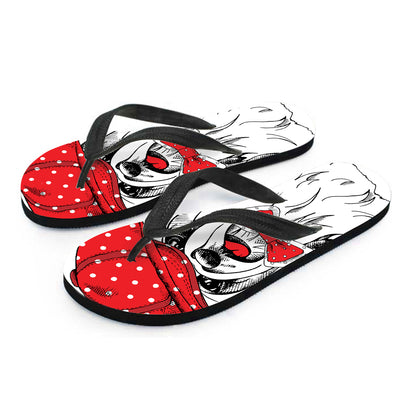 Red Cap Yorkshire Terrier Print Flip Flops