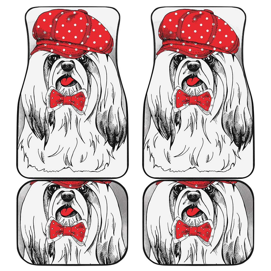 Red Cap Yorkshire Terrier Print Front and Back Car Floor Mats