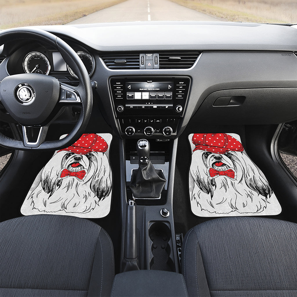 Red Cap Yorkshire Terrier Print Front and Back Car Floor Mats
