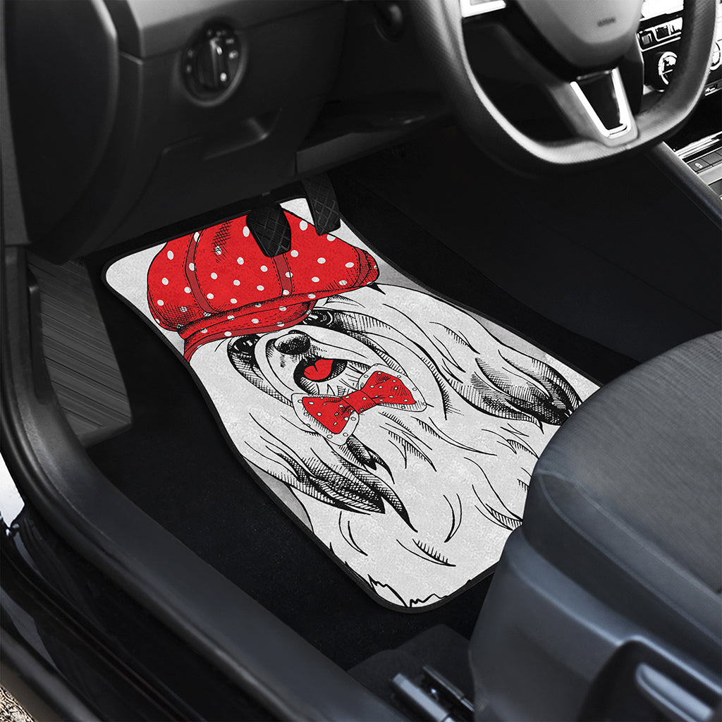 Red Cap Yorkshire Terrier Print Front and Back Car Floor Mats