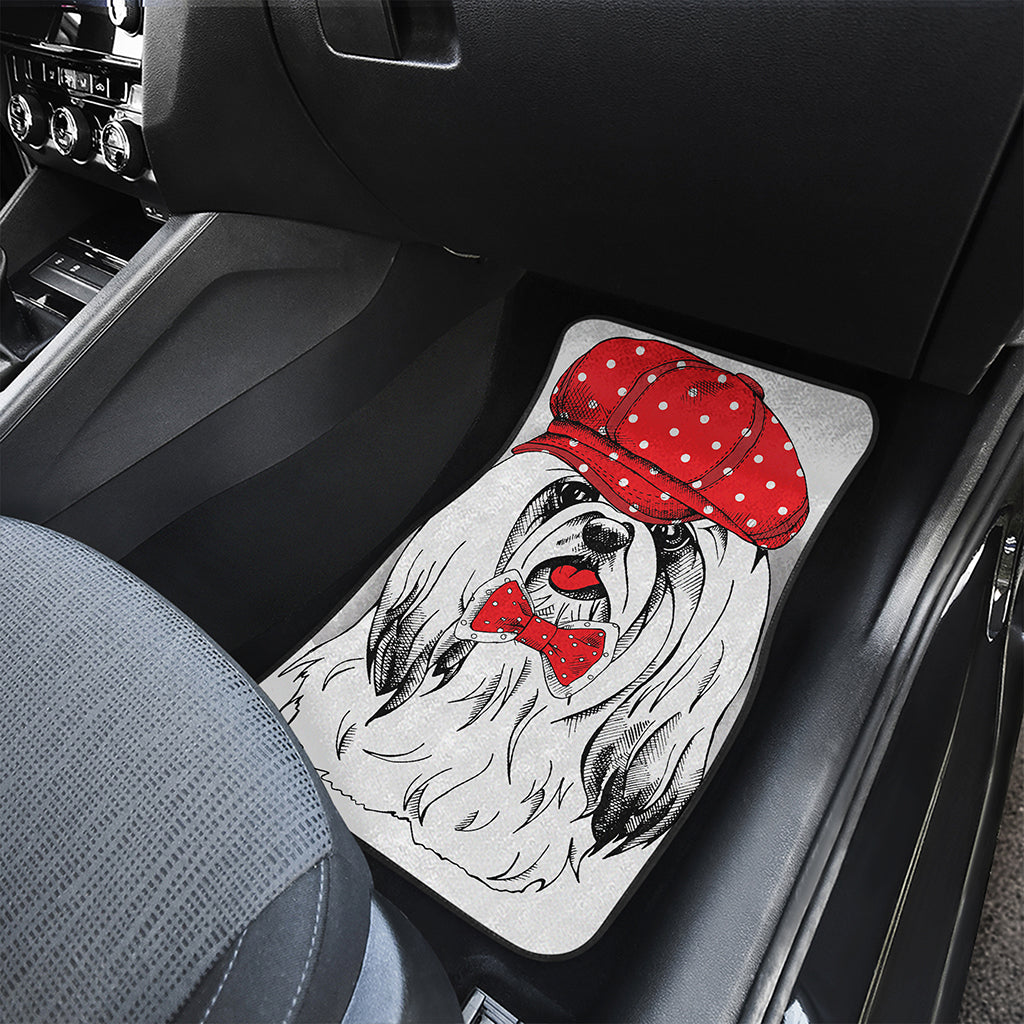 Red Cap Yorkshire Terrier Print Front and Back Car Floor Mats