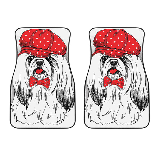 Red Cap Yorkshire Terrier Print Front Car Floor Mats