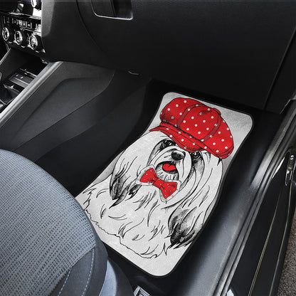 Red Cap Yorkshire Terrier Print Front Car Floor Mats