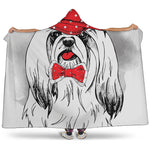 Red Cap Yorkshire Terrier Print Hooded Blanket