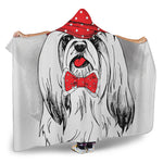 Red Cap Yorkshire Terrier Print Hooded Blanket