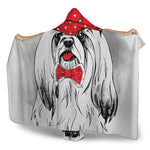 Red Cap Yorkshire Terrier Print Hooded Blanket