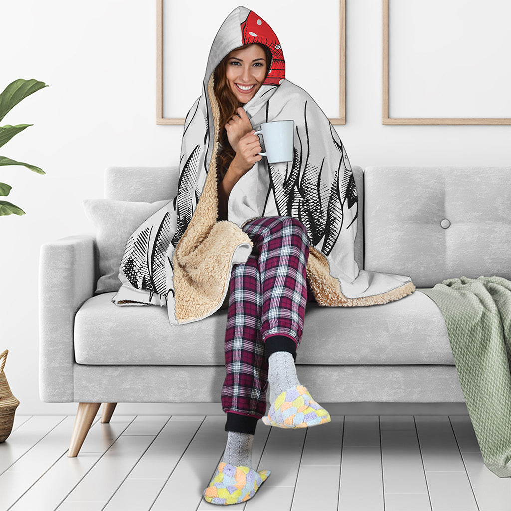 Red Cap Yorkshire Terrier Print Hooded Blanket