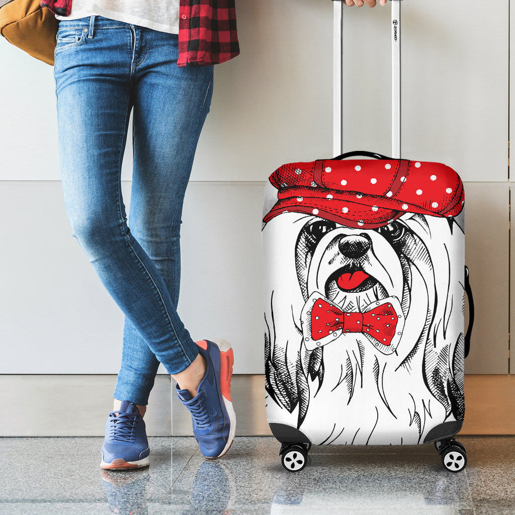 Red Cap Yorkshire Terrier Print Luggage Cover