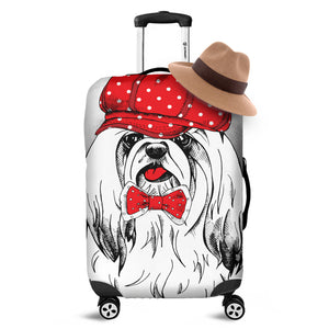 Red Cap Yorkshire Terrier Print Luggage Cover