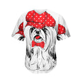 Red Cap Yorkshire Terrier Print Men's Baseball Jersey