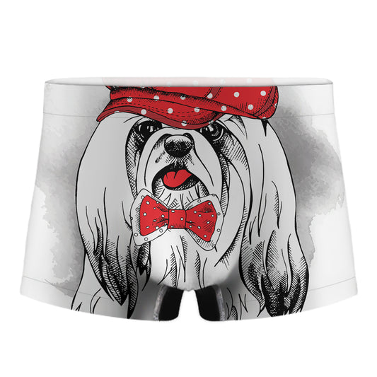Red Cap Yorkshire Terrier Print Men's Boxer Briefs