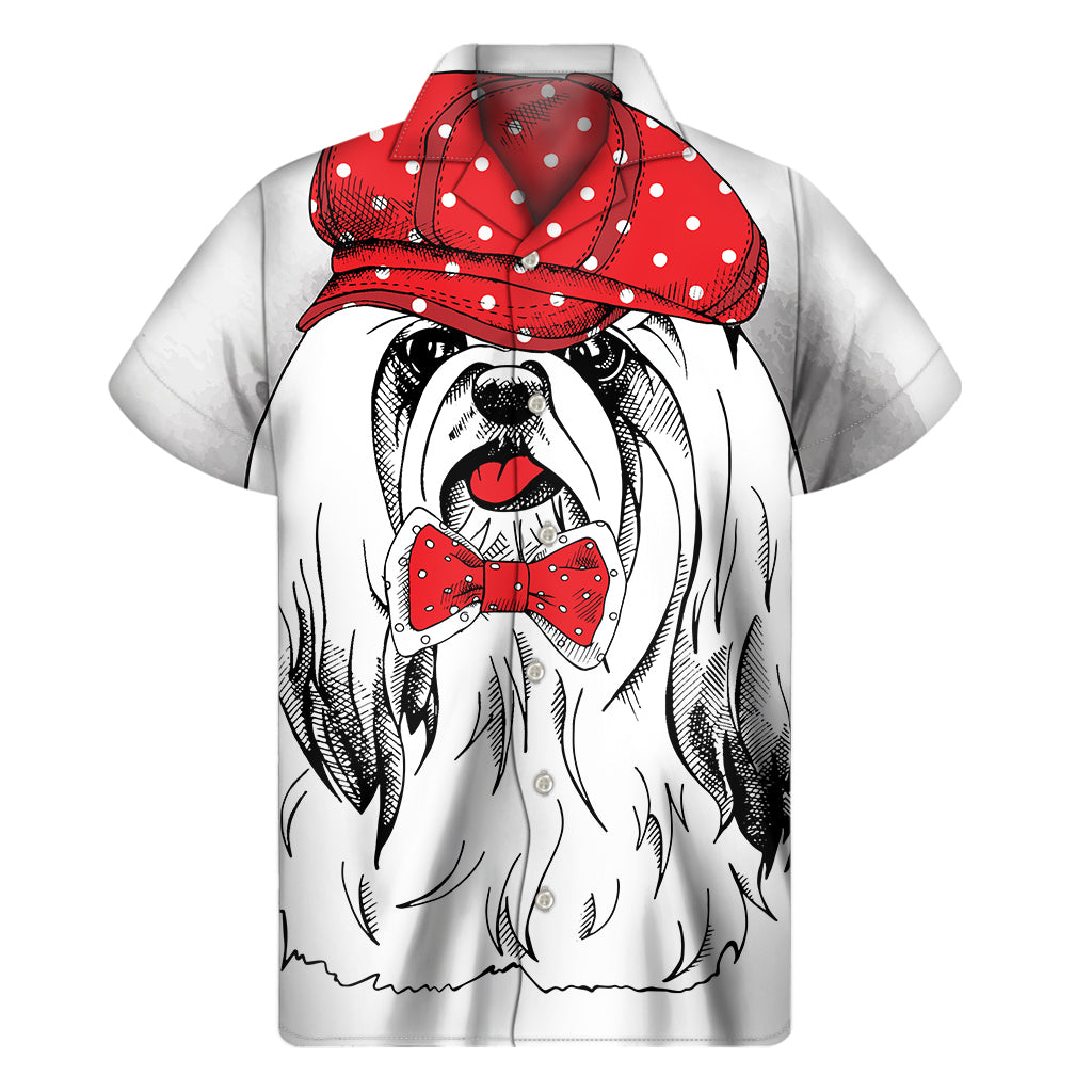 Red Cap Yorkshire Terrier Print Men's Short Sleeve Shirt