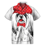 Red Cap Yorkshire Terrier Print Men's Short Sleeve Shirt