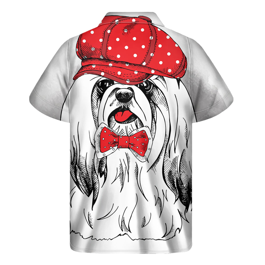 Red Cap Yorkshire Terrier Print Men's Short Sleeve Shirt