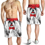Red Cap Yorkshire Terrier Print Men's Shorts