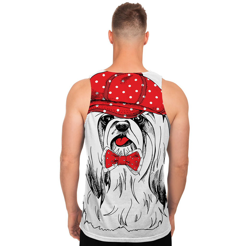 Red Cap Yorkshire Terrier Print Men's Tank Top