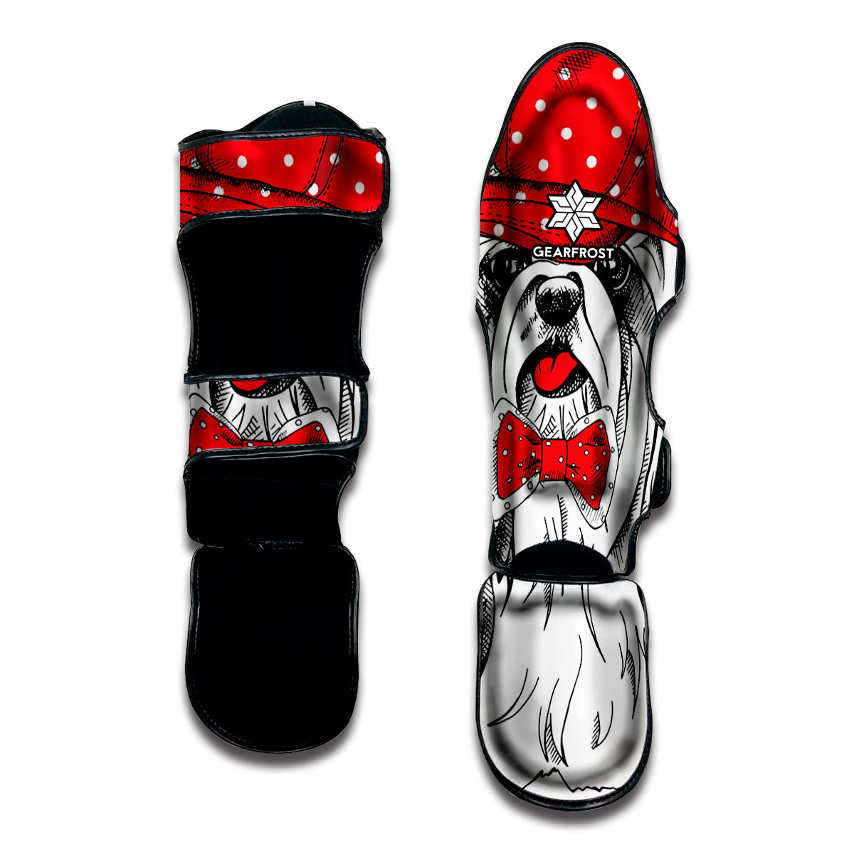 Red Cap Yorkshire Terrier Print Muay Thai Shin Guard