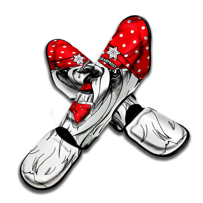 Red Cap Yorkshire Terrier Print Muay Thai Shin Guard
