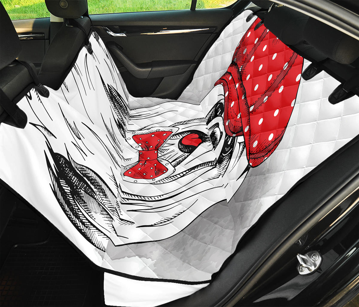 Red Cap Yorkshire Terrier Print Pet Car Back Seat Cover
