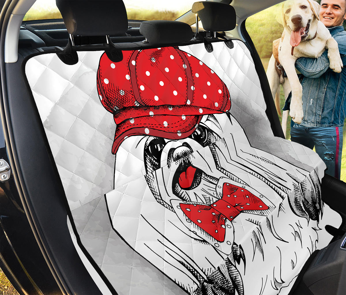 Red Cap Yorkshire Terrier Print Pet Car Back Seat Cover