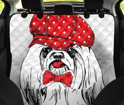 Red Cap Yorkshire Terrier Print Pet Car Back Seat Cover