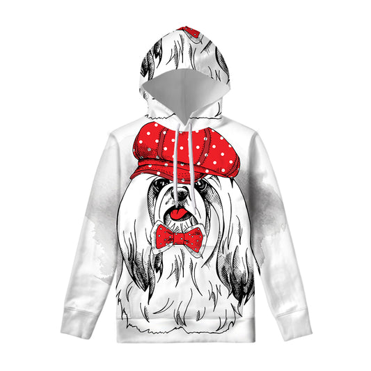Red Cap Yorkshire Terrier Print Pullover Hoodie