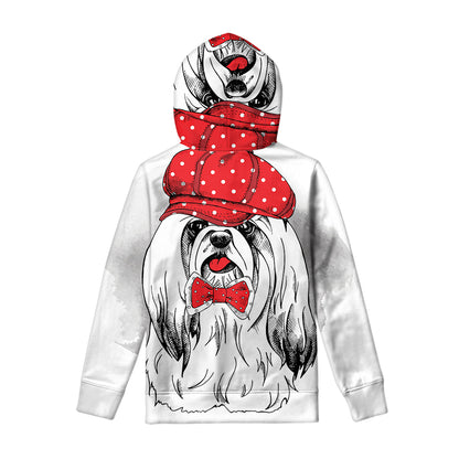 Red Cap Yorkshire Terrier Print Pullover Hoodie