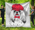 Red Cap Yorkshire Terrier Print Quilt
