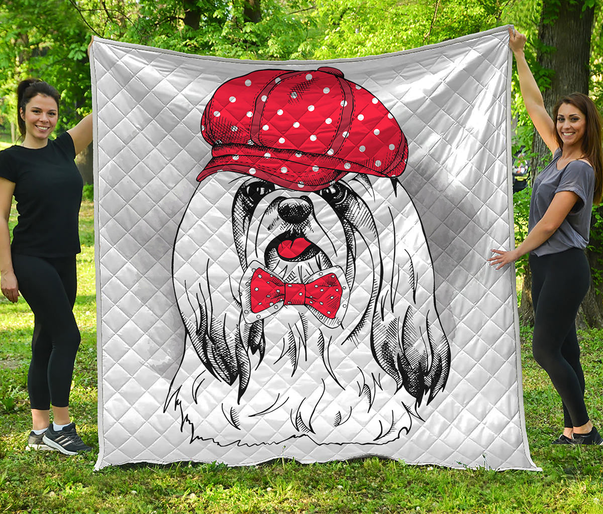 Red Cap Yorkshire Terrier Print Quilt