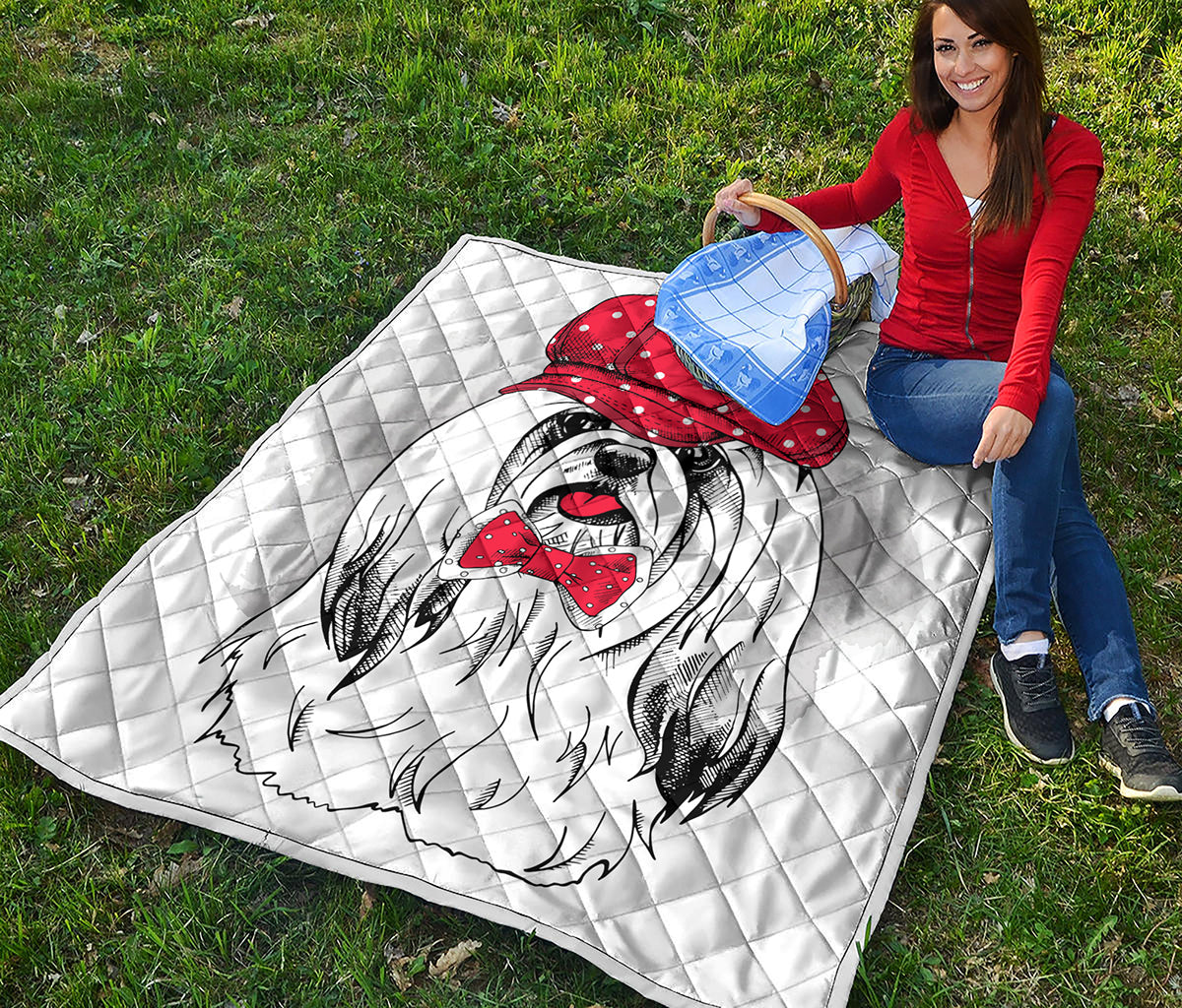 Red Cap Yorkshire Terrier Print Quilt