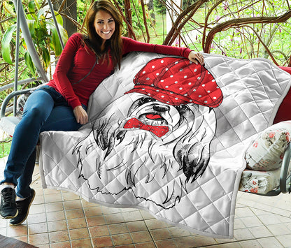 Red Cap Yorkshire Terrier Print Quilt